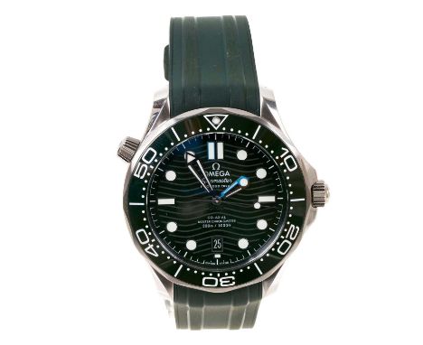 Omega Seamaster Diver 300M 42mm Co-Axial Master Chronometer automatic wristwatch in green and stainless steel, the green dial