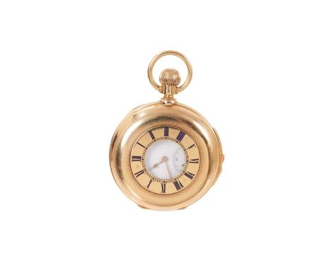 Fine quality late 19th/early 20th century Swiss 18ct gold minute-repeating half-hunter pocket watch with button-wind movement