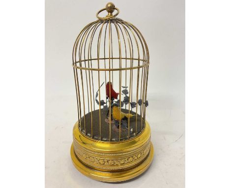 20th century singing bird automaton, clockwork mechanism with on/off lever, 28cm highcontrary to the original description thi
