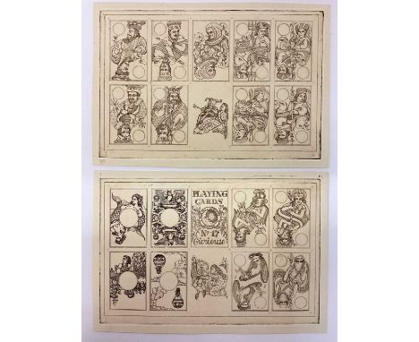 Rare Karl Gerich etching pages of Cueieuse KG17, believed to be a double-ended version of KG3, from an abandoned project, two