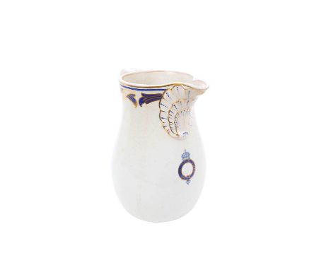 Large Edwardian Royal Yacht jug with printed crowned 'The Royal Yacht' cypher and moulded shell decorated spout 22.5cm highTh