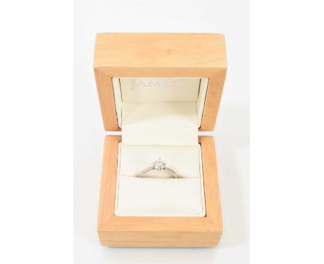 Diamond single stone ring with a brilliant cut diamond weighing 0.60cts, F colour and SI2 clarity, GIA certified. In platinum