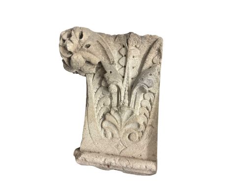 Antique acanthus carved stone capital, 38cm high