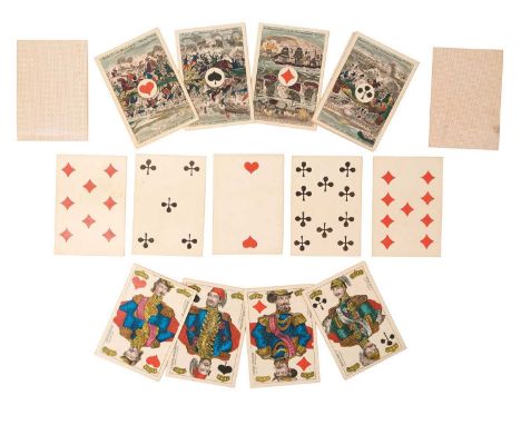 Rare complete deck of 52 Crimean war themed playing cards, issued just after the Crimea War of 1853-1856 in which the Europea