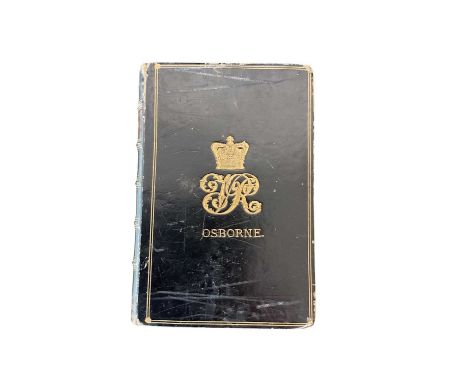 Scarce Victorian Royal Household Osborne House Hymn book with gilt tooled leather binding decorated with crowned VR cypher an