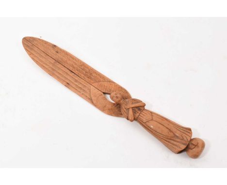 Michelangelo Caetani for Castellani - 19th century Italian carved  limewood paper knife, of angelic form, 25cm long