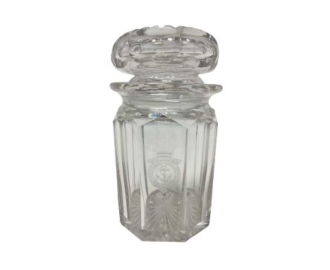 The Royal Yacht Osborne, scarce Victorian facet cut glass sweet jar and cover engraved with Prince of Wales feather crest, 'R