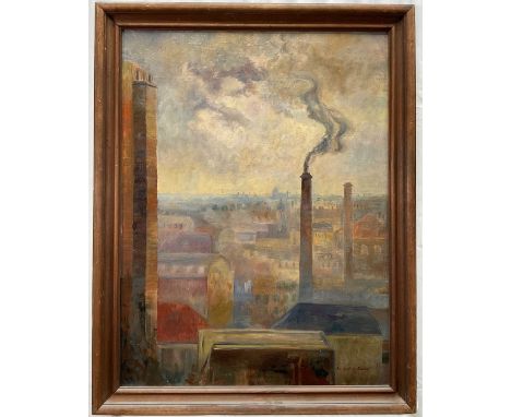 Brita Von Sydow-Södöö (1884-1959) oil on canvas - Industrial Landscape, signed, 78cm x 59cm, framed