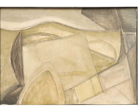 *Wilhelmina Barns-Graham (1912-2004) oil and pencil and panel - Glacier Abstraction, circa 1950s and probably painted followi