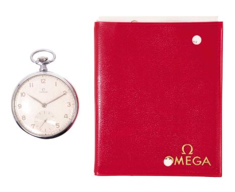 1960s Omega stainless steel pocket watch with original receipt dated 19th December 1967 and original Omega guarantee, in circ