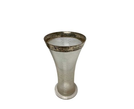 Victorian silver mounted ribbed glass spill vase with engraved Earl's coronet above W initial, maker Hukin &amp; Heath (H.M. 