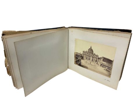 19th century album of Grand Tour sepia photography, Malta, Palermo, Genoa, Piza, Florence, Naples, Rome, Pompeii, etc, includ