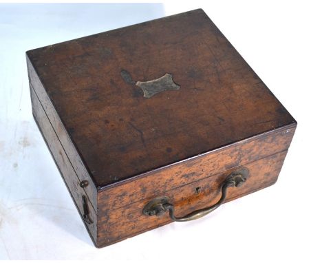 A Victorian brass sextant with silvered scale, engraved 'C.O. Bonham', in mahogany fitted case with optic lenses