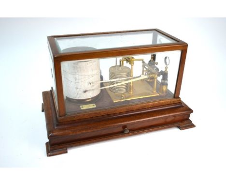 Short &amp; Mason, London, a late 19th/20th century mahogany and bevel glazed barograph, No. E 6257 to/with a quantity of rec