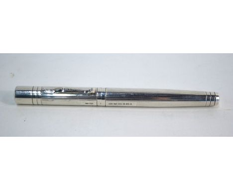 A silver 'Yard-O-Led' fountain pen with 18k white gold nib and fluted body, Birmingham 2004