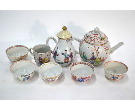 A quantity of Chinese Export Porcelain, comprising: a famille rose teapot and domed cover; a milk jug; a coffee cup; and five