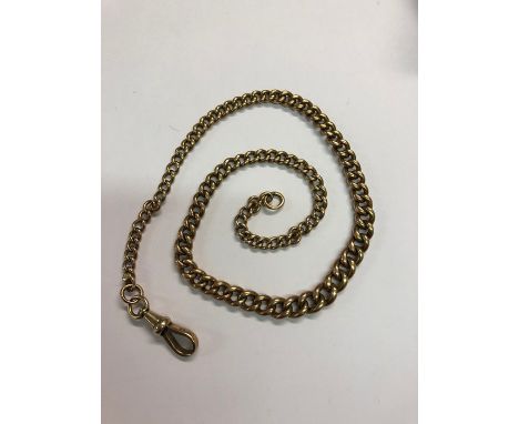 A yellow gold graduated Albert chain with swivel attached, stamped 9C approx 28.4g