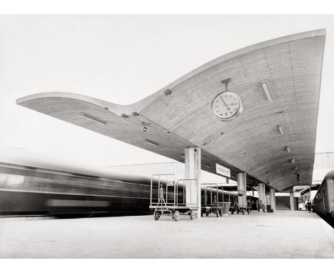 Häusser, Robert -- Postwar German architecture: Train station Heidelberg; High rise in Heidelberg. 1950s. 2 vintage ferrotype