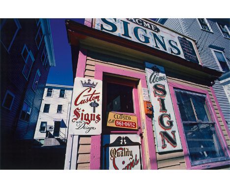 Callahan, Harry -- "Acme Sign Shop, Providence". 1977/printed 1980-81. Dye transfer print. 22,3 x 34 cm (28,2 x 35,4 cm). Sig