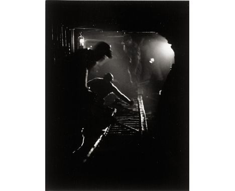 Windstosser, Ludwig -- Coal mining. 1950s. Vintage ferrotyped gelatin silver print on Agfa paper. 23,4 x 17,5 cm. Photographe