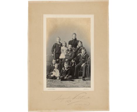 Schaarwächter, Julius Cornelius -- Group portrait of Emperor Wilhelm II with his family.1896. Platinum print on Photo.Crayon 