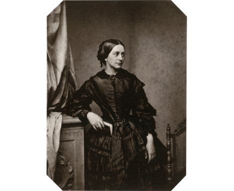 Hanfstaengl, Franz -- Portrait of Clara Schumann from "Album der Zeitgenossen" portfolio. 1857/printed 1970s. Gold-toned salt