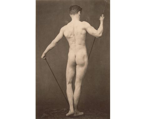 [*] Marconi, Gaudenzio -- Male nude. Circa 1870. Albumen print. 25 x 15,5 cm. Number 198 in the negative in lower area, mount