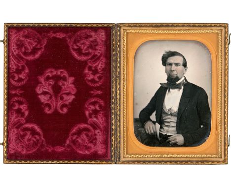 Daguerreotypes -- Photographer: Henry Pollock (b. 1810, active 1849-89). Portrait of a distinguished man holding a letter. Ea