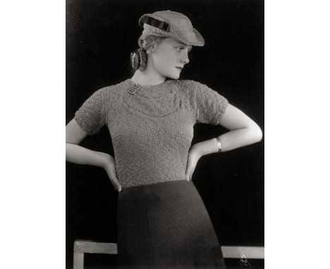 Hoffmann, Kitty -- Fall fashion photos. 1930s. 3 vintage (1 ferrotyped) gelatin silver prints. Each circa 22,5 x 16,5 cm. Eac