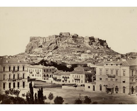 Konstantinou, Dimitrios -- View of the Acropolis seen from the King's Palace; Frontal view of the Erechtion. Circa 1861. 1 li