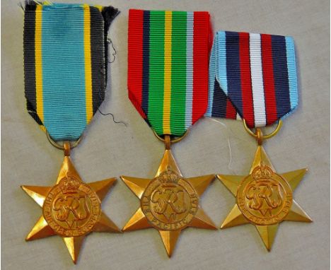The Arctic Star, Air Crew Europe star and Pacific Star all late issue large Ring Examples.