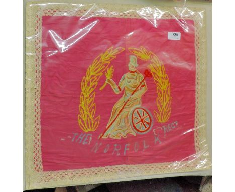 Norfolk Regiment Large Silk Needlework Sweetheart item, an excellent looking item an extremely rare piece.