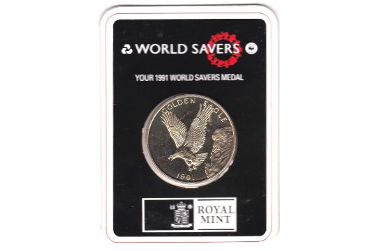 1991 Royal Mint Silver Golden Eagle World Savers Medal Wwf