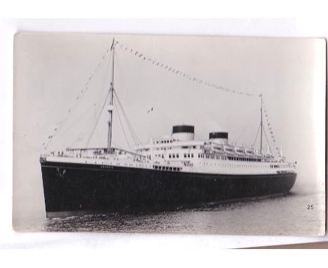 Maritime real photo postcard of "Lady Drake" passenger ship built in 1928 and sunk by u-106 on 5/5/1942. Light corner crease