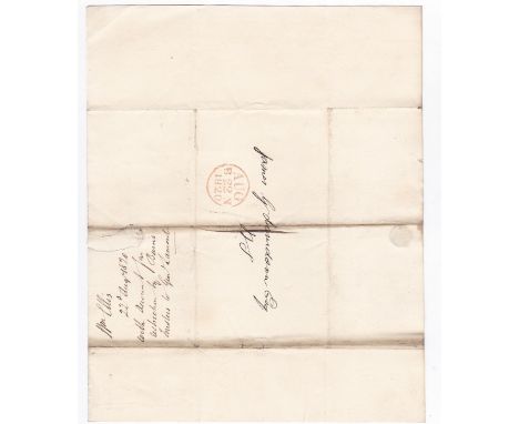 Scotland 1820 EL-Edinburgh local, with black M/S '1@ and red single ring receiver.XXX