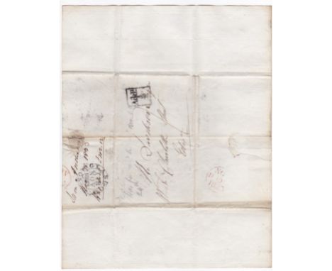 Scotland 1823 EL-Glasgow to Edinburgh with black double ring, Glasgow strike, red Edinburgh receiver, type I additional 1/2 o