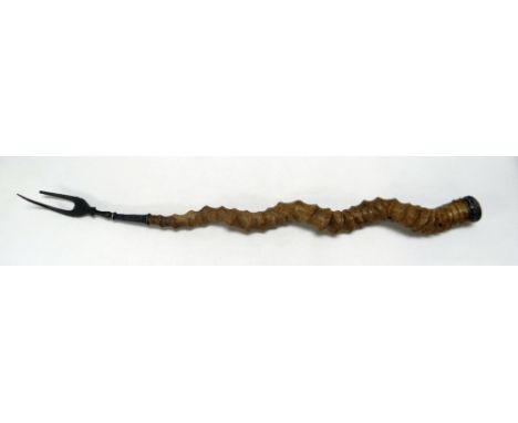 AN ANTELOPE (IBEX POSSIBLY) HORN &amp; PART-SILVER TOASTING FORK GIFTED BY GEORGE WASHINGTON &amp; WITH CONNECTIONS TO THE AM