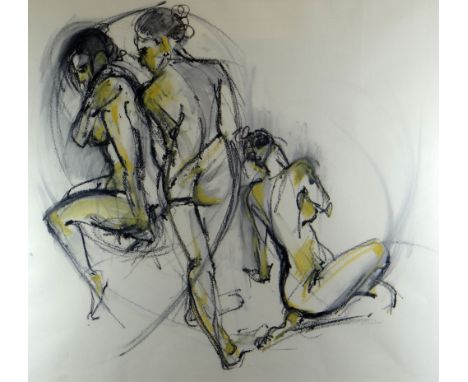 UNKNOWN ARTIST, MODERN BRITISH SCHOOL mixed media - movement study of a nude, indistinctly signed, 58 x 63cms