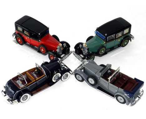 4x Pre-War Mercedes Benz Classics: 1 Minichamps/Paul's Model Art 770K 1935 model, in grey with separate raised hood. Franklin