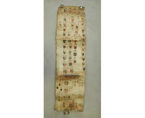 WELSH HERALDIC MANUSCRIPT on vellum. Pedigree of Francis Vichan or Vaughan, 1591, beginning with Kradog, Earle of Herefourde,