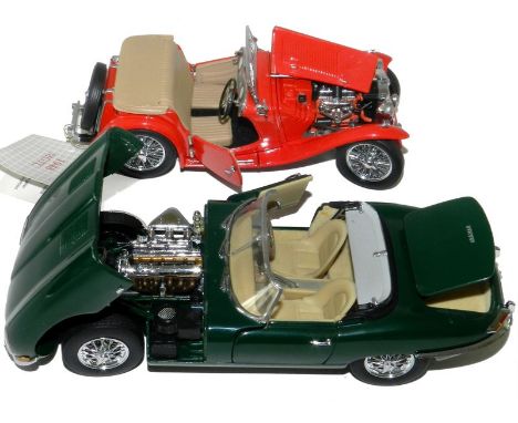 Franklin Mint 1/24 Jaguar and MG British Sports Cars: 1948 MG TC 1/24 scale, red with tan interior with choice of raised hood