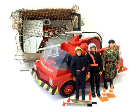 Fire Engine, Action Man Fireman, Policeman, Soldier, Accessories and Training Ladder / Zip wire (unboxed) (5)