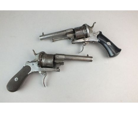 A mid-late 19th century six-shot revolver, with 2.5" barrel octagonal sighted barrel, chequered grips, folding trigger. overa