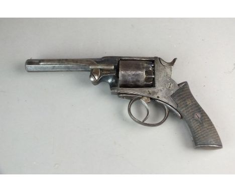 A mid-19th century six-shot revolver, the steel frame engraved 'London, No. 396659', with a 9cm barrel and an overall length 