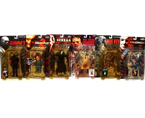 McFarlane Toys Movie Maniacs figures: 'Texas Chainsaw Massacre' Leatherface, 'The Fly' Brundle Fly, 'Scream' Ghostface, 'Chil