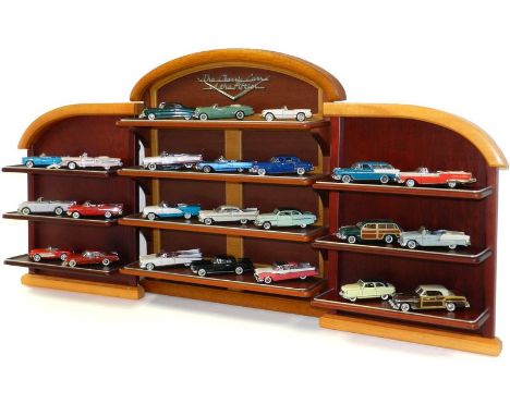 Franklin Mint Classic Cars of the 50s and display units, 1/43 scale collection of 24 classic American 50s cars, 11 with inner