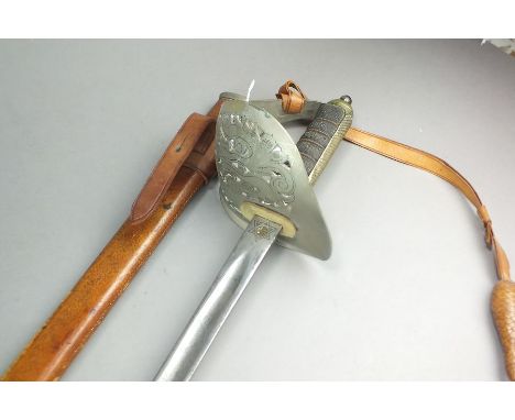 A WW1 Period 1897 Pattern Infantry Officer’s Sword, etched foliage panels and crown over GRV cypher, forte etched Batson Lond