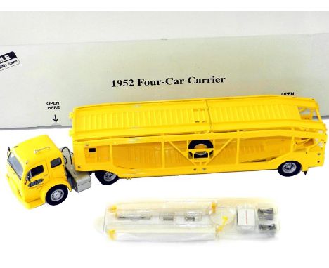 Danbury Mint 1/24 1952 Four Car Transporter. White 3000 Tractor and 4-Car Transporter Trailer. In original condition with ram