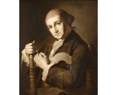 After Angelika Kauffmann (1741-1807) Swiss/ Austrian Portrait of David Garrick  Oil on canvas (en grisaille) 25.5cm by 21cm  