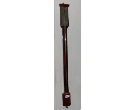 A Russian Stick Barometer, signed G.Bielau, St Petersberg, late 19th century, exposed mercury tube with a single vernier scal